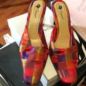 Multi colored sling shoes